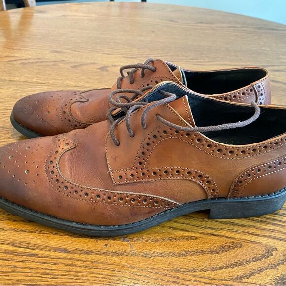 Mens Asher Green Genuine Leather Oxford Style Dress Shoes - Picture 2 of 5